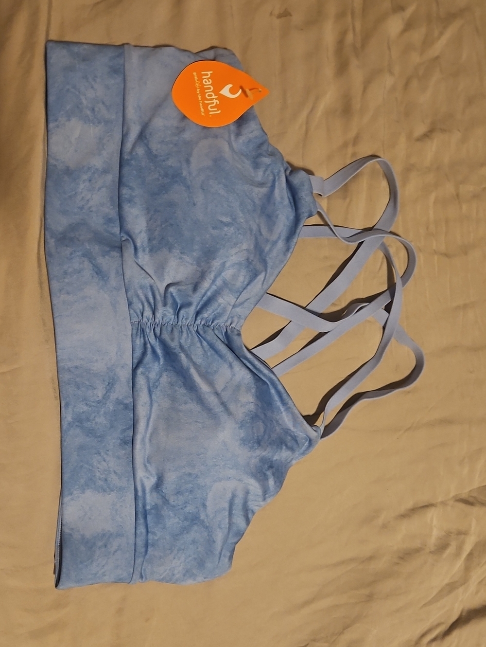 Handful Light Blue Marble Sports Bra
